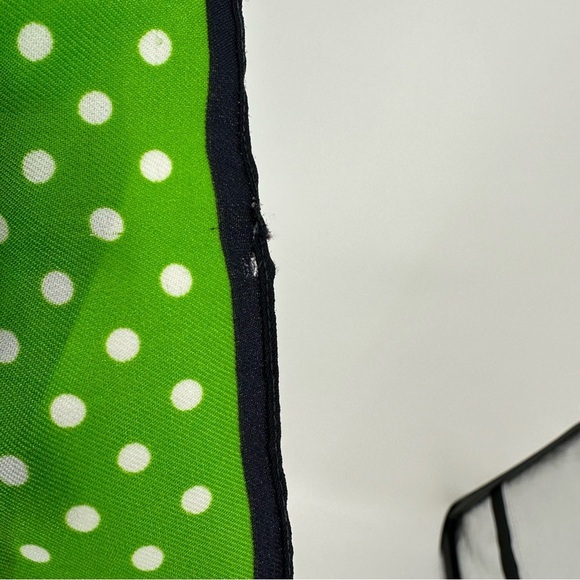 Schiaparelli by Glentex Small Scarf Neckerchief White Green Polka Dots - Picture 7 of 7